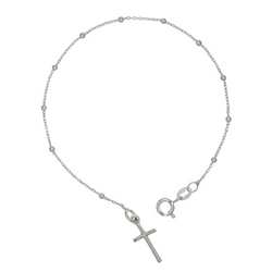 Różaniec srebrny - bransoletka różańcowa na rękę, dziesiątek, kulka 2 mm, rodowane srebro pr. 925 BRP50