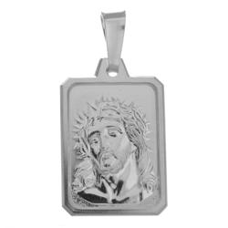 Medalik srebrny - Jezus w koronie cierniowej MM069