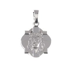 Medalik srebrny - Jezus w koronie cierniowej MM076