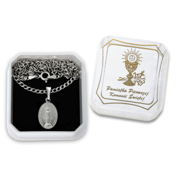 Komunijny zestaw srebrny pr. 925 Cudowny medalik Matka Boża Niepokalana łańcuszek pudełko MM002/L55-45/P22