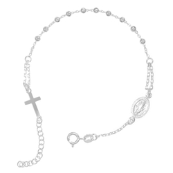 Różaniec srebrny - bransoletka na rękę, dziesiątka, kulka diamentowana 3 mm, srebro pr. 925 BRS59