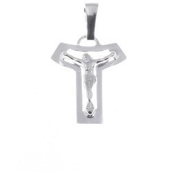Krzyżyk srebrny TAU z wizerunkiem Jezusa MO071