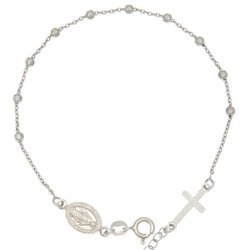 Różaniec srebrny - bransoletka różańcowa na rękę, dziesiątek, diamentowany, 3,0 mm, rodowane srebro pr. 925 BRS17