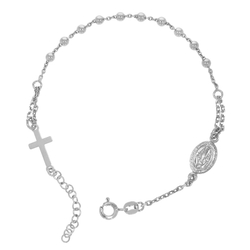 Różaniec srebrny - bransoletka na rękę, dziesiątka, kulka gładka 3 mm, rodowane srebro pr. 925 BRS60