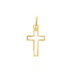 Złoty krzyżyk pr. 585 Krzyżyk ażurowy kontur promienie ZK003