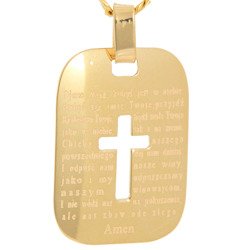 Złoty krzyżyk pr. 585 Krzyżyk blaszka z modlitwą ZK053