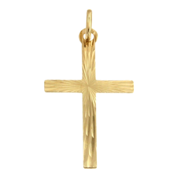 Złoty krzyżyk pr. 585 Krzyżyk płaski smukły promienie ZK020