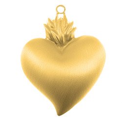 Wotum srebrne Serce gorejące satynowane pozłacane srebro 925 WOTOZS