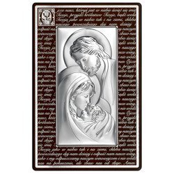 Obrazek Srebrny Święta Rodzina brązowa rama z modlitwą 6380MN