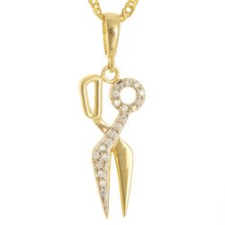 Złota przywieszka pr. 585 nożyczki cyrkonie ZP046