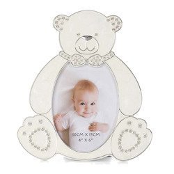 Ramka dziecięca z masy perłowej - beżowa, miś 473-3300