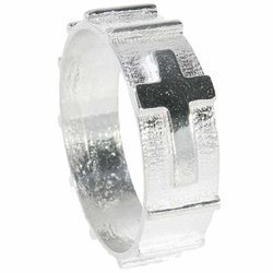 Różaniec srebrny obrączka na palec zwężany, rozmiary 30-38  Srebro pr. 925 RPM04