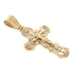 Złoty krzyżyk ozdobny krzyż z wizerunkiem Jezusa złoto pr. 585 ZK089