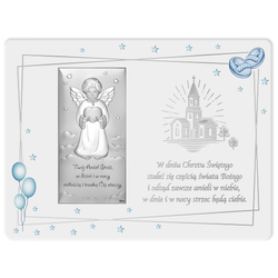 Obrazek srebrny Aniołek Twój Anioł Stróż niebieski DS119FCC