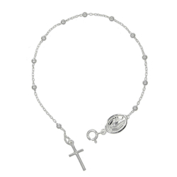 Różaniec srebrny - bransoletka różańcowa na rękę, dziesiątek, kulka 3 mm, rodowane srebro pr. 925 BRP53