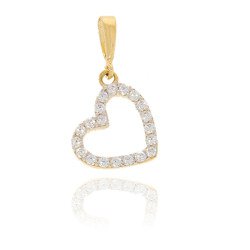Złota przywieszka pr. 585 Serce kontur z cyrkoniami ZP015