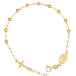 Różaniec srebrny pozłacany - bransoletka na rękę, dziesiątka diamentowana, 4,0 mm, pozłacane srebro pr. 925 BRS16