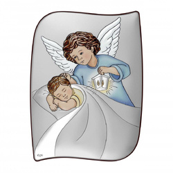 Obrazek srebrny Aniołek Pamiątka Chrztu Świętego DS134C