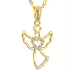 Złota przywieszka pr. 585 aniołek z sercem cyrkonie ZP057