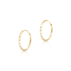 Złote kolczyki pr. 585 diamentowane kółka kółeczka małe średnica 15 mm ZA097