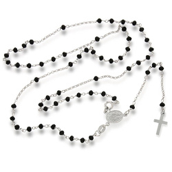 Różaniec srebrny - 5 dziesiątek na szyję - czarne cyrkonie - srebro pr. 925 RC003