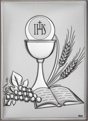 Obrazek Srebrny Pamiątka I Komunii prostokąt DS46