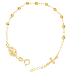 Różaniec srebrny pozłacany - bransoletka na rękę, dziesiątka, kulka gładka 4 mm, srebro pr. 925 BRS57