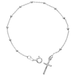 Różaniec srebrny - bransoletka różańcowa na rękę, dziesiątek, 1,6-2,0 g, rodowane srebro pr. 925 BRP18