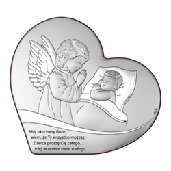 Obrazek srebrny Aniołek Pamiątka Chrztu Świętego DS149