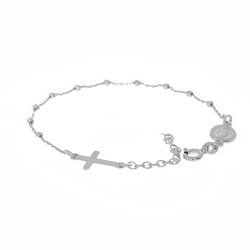 Różaniec srebrny - bransoletka na rękę, dziesiątek, diamentowany, 2,5 mm, rodowane srebro pr. 925 BRS27