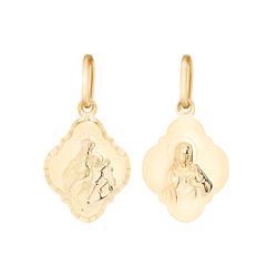 Złoty medalik pr. 585 Szkaplerz Matka Boża Szkaplerzna koniczynka ZM158