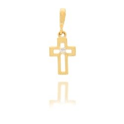 Złoty krzyżyk pr. 585 Krzyżyk kontur cyrkonia ZK014