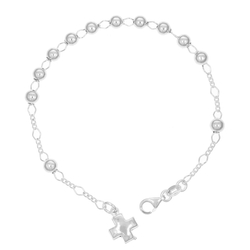 Różaniec srebrny - bransoletka różańcowa na rękę, dziesiątek, kulka 5 mm, srebro pr. 925 BRP54