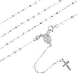 Różaniec srebrny rodowany- 5 dziesiątek, kulka gładka 2mm, srebro pr. 925 RC023
