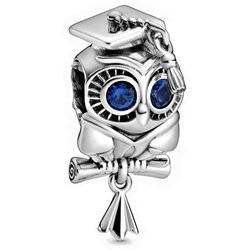 Srebrna przywieszka pr 925 Charms Sowa niebieskie cyrkonie PAN171