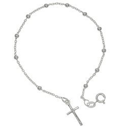 Różaniec srebrny - bransoletka różańcowa na rękę, dziesiątek, kulka 3 mm, srebro pr. 925 BRP03