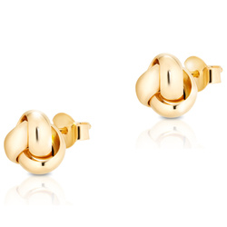 Złote kolczyki pr. 585 supełki kulki plecione 9 mm sztyft ZA103