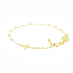 Różaniec srebrny - bransoletka na rękę, dziesiątek, diamentowany, 2,5 mm, pozłacane srebro pr. 925 BRS26