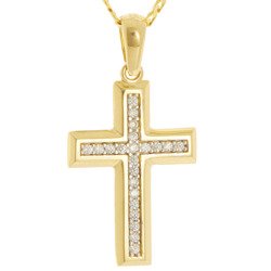 Złoty krzyżyk pr. 585 Krzyżyk cyrkonie ZK054