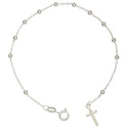 Różaniec srebrny - bransoletka różańcowa na rękę, dziesiątek, diamentowana kulka 2,5 mm, srebro pr. 925 BRP27
