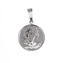 Medalik srebrny - Jezus w koronie cierniowej MM066