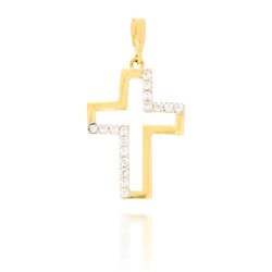 Złoty krzyżyk pr. 585 Krzyżyk kontur cyrkonie ZK015