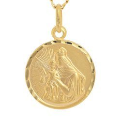 Złoty medalik pr. 585 Matka Boża Szkaplerzna Szkaplerz średni okrągły ZM014