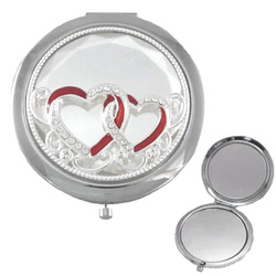 Srebrne puzderko kieszonkowe lusterko kosmetyczne serce 473-3051