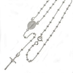 Różaniec srebrny rodowany - 5 dziesiątek 6,4 g z zapinką, 2,6 mm srebro pr. 925 RC036