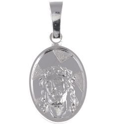 Medalik srebrny - Jezus w koronie cierniowej MM077