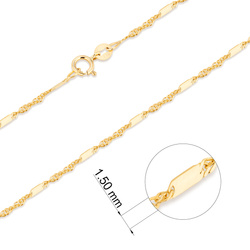 Złoty Łańcuszek pr. 585 Singapur z blaszką szer. 1,5 mm ZL014