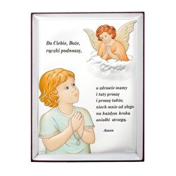 Obrazek srebrny Aniołek z modlitwą w kolorze 31300CER