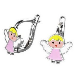 Srebrne kolczyki pr. 925 angielskie zapięcie aniołek róż PSOK0015