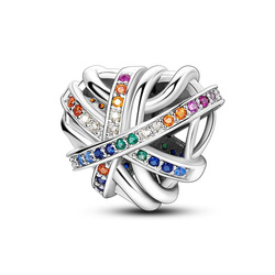 Srebrna przywieszka pr 925 Charms serce tęcza cyrkonie PAN192